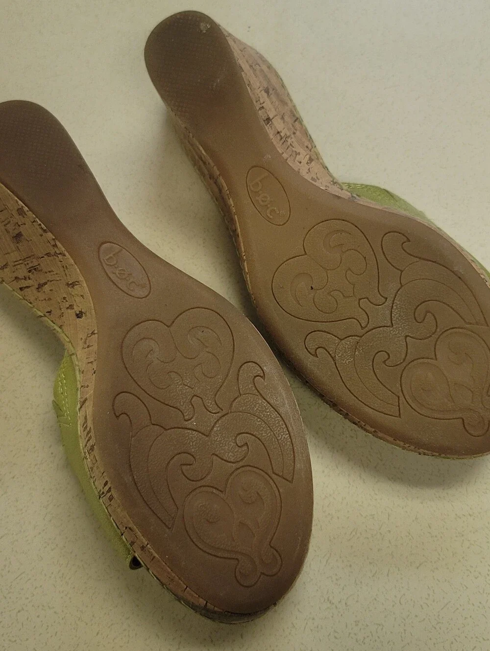 b.o.c. Olive Green Floral Wedge Slide Sandals